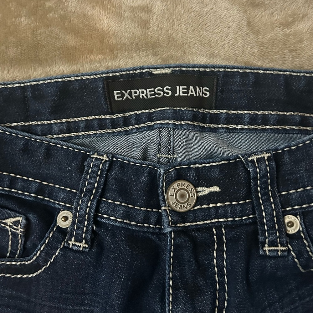 Express Stella Low rise Legging Jeans 0R Dark Wash Stretch - Picture 5 of 11